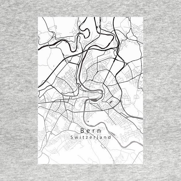 Bern Switzerland City Map white by Robin-Niemczyk
